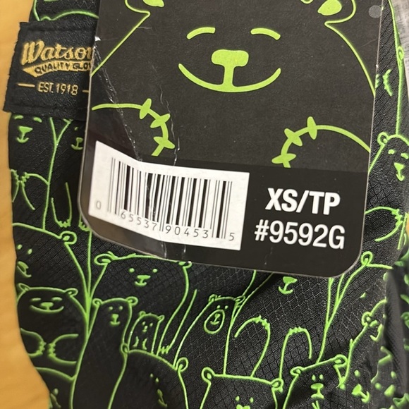 3/$30 NWT Watson Gloves Kids Black Green Bear Mittens  8-11 Winter Waterproof - Picture 4 of 4